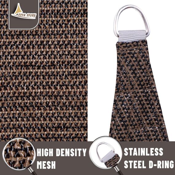 LOVE STORY Sonnensegel, dreieckig, 4,6 x 4,6 x 4,6 m, Braun, UV-Schutz, für Außenbereich, Terrasse, Garten, Hinterhof