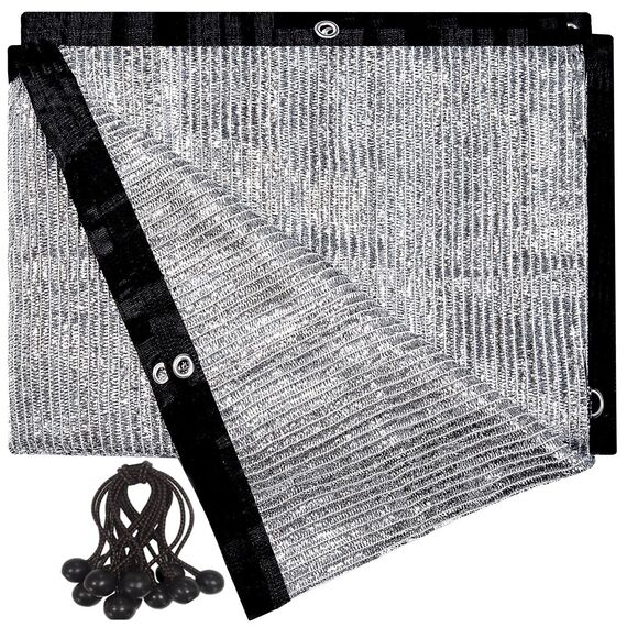 UNIUP Aluminium-Schattenplane, Silber, Abdeckplanen, Sichtschutz, für Haustiere, Pkw, Terrasse, Garten, Pergola, Überdachung mit Ösen und Kugelspannern, 70 % Schatten, ca. 3 m x 6 m