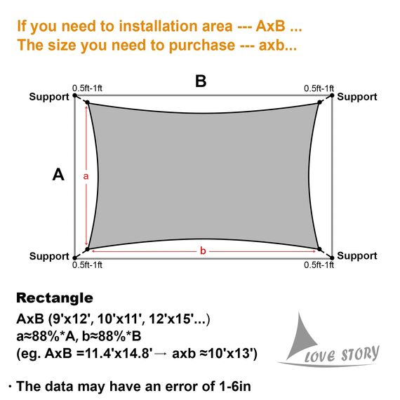 LOVE STORY Sonnensegel, rechteckig, UV-Schutz, für Garten, Hinterhof, Türkisblau, 50,8 x 66 cm