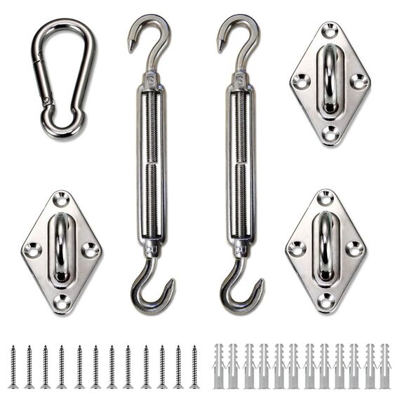 LOVE STORY Hardware-Set, 15,2 cm, Edelstahl, für dreieckige Sonnensegel, Installation