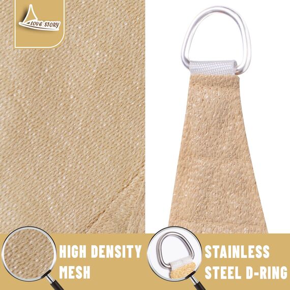 LOVE STORY 3,4 x 3,4 m Sonnensegel, rechteckig, für Terrasse, Sonnenschutz, Markise, für den Außenbereich, Garten, Hinterhof, Sand (wir Stellen individuelle Größe her)