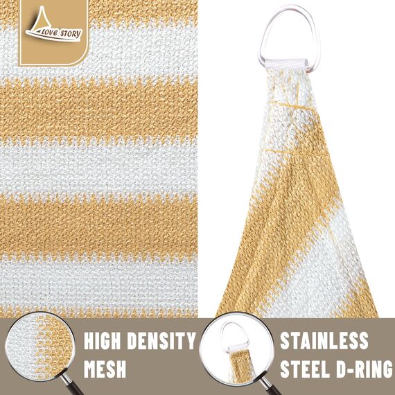 LOVE STORY Sonnensegel, rechteckig, UV-Schutz, Terrasse, Schattensegel für Garten, Hinterhof, Gelb-Weiß, 33 x 50 cm