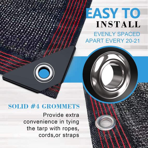 70% schwarzes Sonnenschutztuch, 18x3 m, widerstandsfähiges Garten-Sonnenschutznetz, strapazierfähiges Netz-Schattenplane mit verstärkten Ösen für Gewächshaus, Pflanze, Pergola, Baldachin (2x3 m)