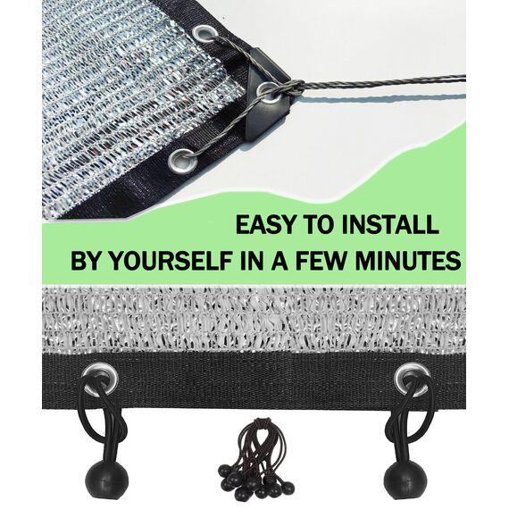 soclerg 70% Aluminett-Schattenstoff mit Ösen und Ball-Bungee, 4 x 7,3 m