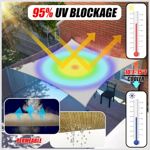 ColourTree CTAPT12 Sonnensegel mit dreieckigem Netzstoff, UV-Schutz, 190 g/m², 2,7 x 2,7 x 3,8 m, Blau