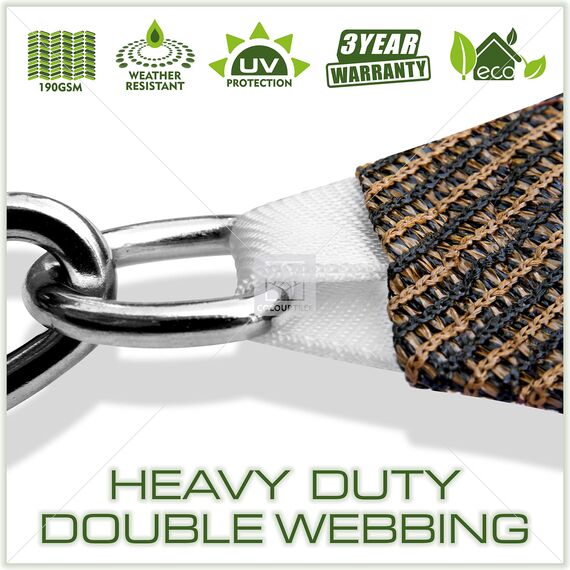 ColourTree CTAPT12 Sonnensegel, dreieckig, Netzgewebe, UV-Block, kommerziell, strapazierfähig, 190 g/m², 3 Jahre Garantie (wir Stellen individuelle Größen her)