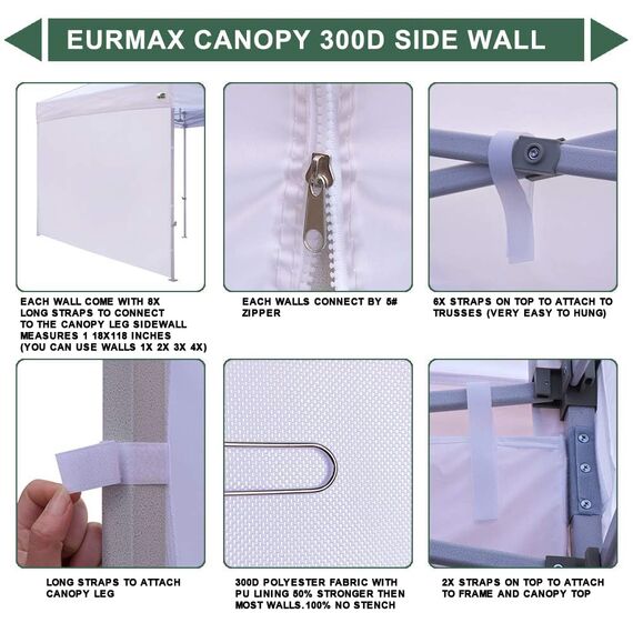 Eurmax USA Instant Baldachin SunWall 25,4 x 25,4 cm, Wand-Seitenwände für Pop-Up-Zelt, nur Seitenwand, 1 Packung (rot)