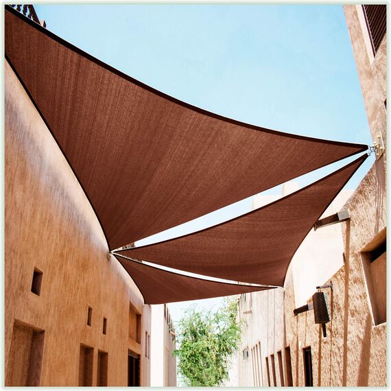 ColourTree CTAPT12 Sonnensegel mit dreieckigem Netzstoff, UV-Schutz, 190 g/m², 66 x 56 x 80 cm, Braun