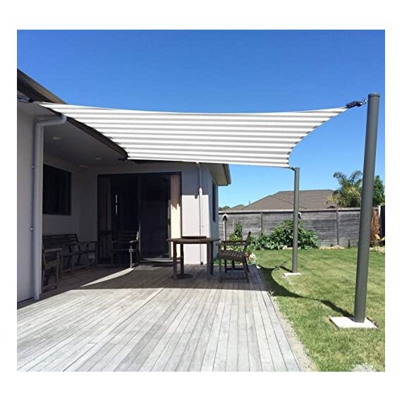 SUNNY GUARD Sonnensegel, rechteckig, 2,4 x 3,6 m, gelb-weiß, UV-Schutz, für Hinterhof, Terrasse, Garten, Outdoor-Aktivitäten und Einrichtungen (wir stellen individuelle Größen her)