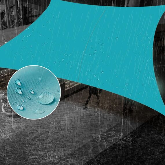 SUNNY GUARD Wasserfestes Sonnensegel, 3 m x 3 m, türkisblau, rechteckig, UV-Block, Sonnenschutz für Hinterhof, Terrasse, Garten, Outdoor-Aktivitäten und Einrichtungen (wir stellen individuelle Größen