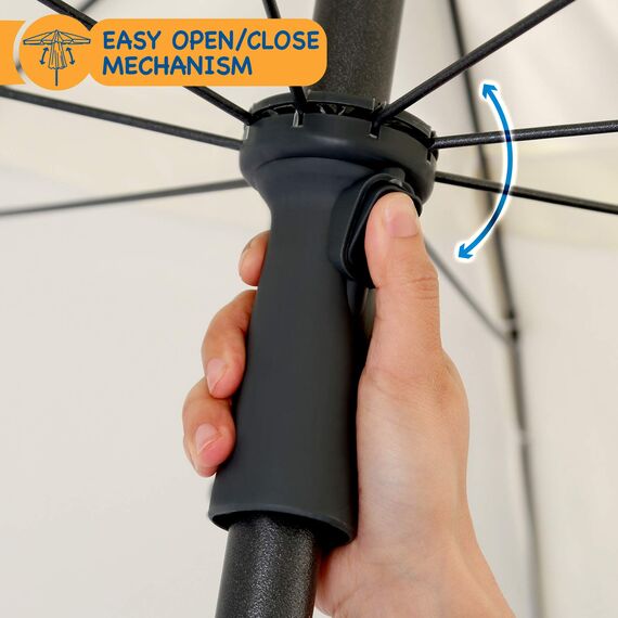 SUNMER Strandschirm mit Kippmechanismus, 2 m, elfenbeinfarben