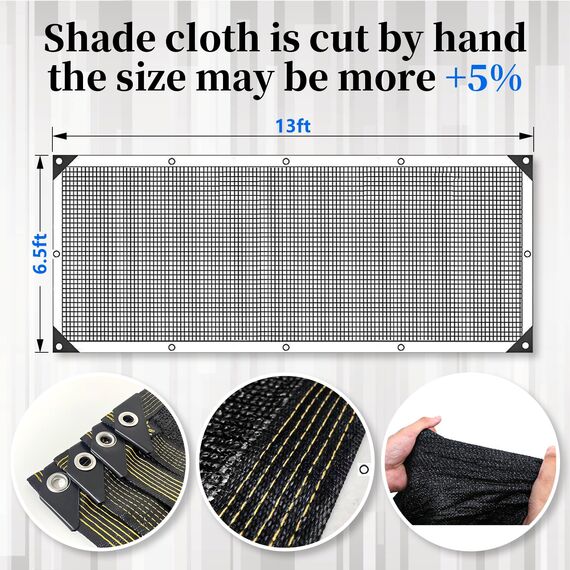 70 % schwarzer Schattenstoff, 1.5x4.0 m, widerstandsfähiges Garten-Sonnenschutznetz, strapazierfähige Netzplane mit verstärkten Ösen für Gewächshaus, Pflanzen, Hühnerstall, Pergola, Baldachin (2x4 m)