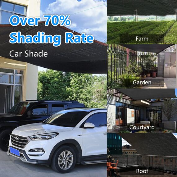 70 % schwarzer Schattenstoff, 1.5x4.0 m, widerstandsfähiges Garten-Sonnenschutznetz, strapazierfähige Netzplane mit verstärkten Ösen für Gewächshaus, Pflanzen, Hühnerstall, Pergola, Baldachin (2x4 m)