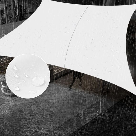 SUNNY GUARD Wasserfestes Sonnensegel, rechteckig, UV-Schutz, für Hinterhof, Terrasse, Garten, Outdoor-Aktivitäten und Einrichtungen, 3 x 3 m, Weiß