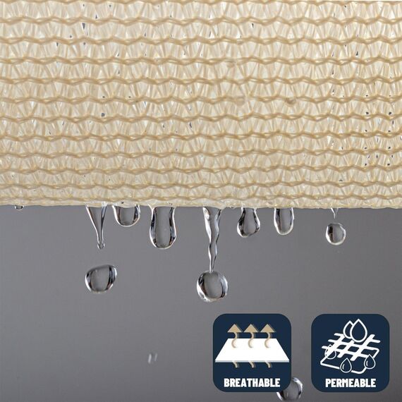 SUNNY GUARD Sonnensegel, 4,8 x 4,8 x 7 m, dreieckig, Buttercreme, UV-Block, Sonnenschutz für Hinterhof, Terrasse, Garten, Outdoor-Aktivitäten und Einrichtungen (wir stellen individuelle Größen her)