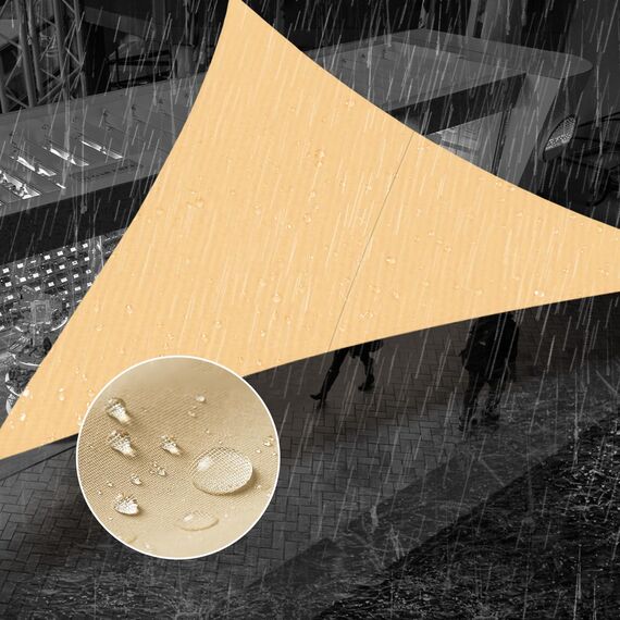 SUNNY GUARD Wasserfestes Sonnensegel, 3 m x 3 m x 35 cm, Sand, Dreieck, UV-Block, Sonnenschutz für Hinterhof, Terrasse, Garten, Outdoor-Aktivitäten und Einrichtungen (wir stellen individuelle Größen