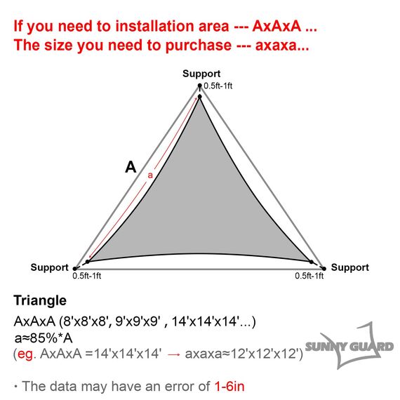 SUNNY GUARD Sonnensegel, 6 x 6 x 6 m, dreieckig, braun, UV-Block, Sonnenschutz für Hinterhof, Terrasse, Garten, Outdoor-Aktivitäten und Einrichtungen (wir stellen individuelle Größen her)