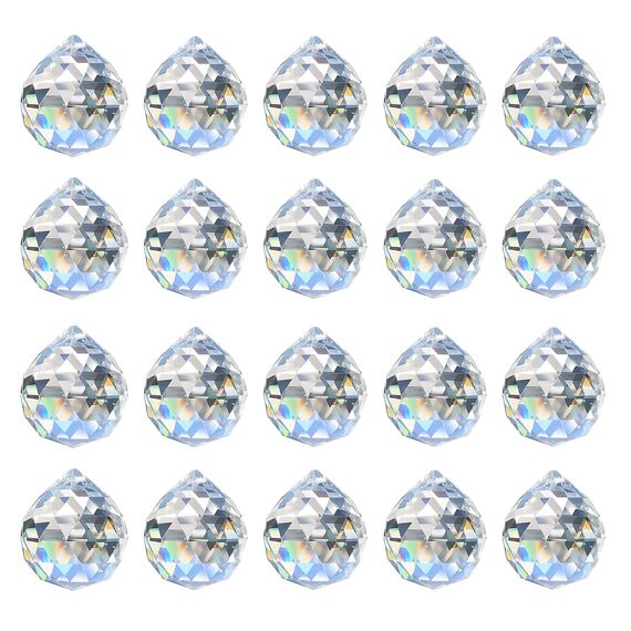 MerryNine 20Pack Kristallkugel 0.8"/20mm Prisma Sonnenscheinfänger Regenbogen Anhänger Maker, hängende Kristalle Prismen für Fenster, für Feng Shui, für Geschenk (Clear)