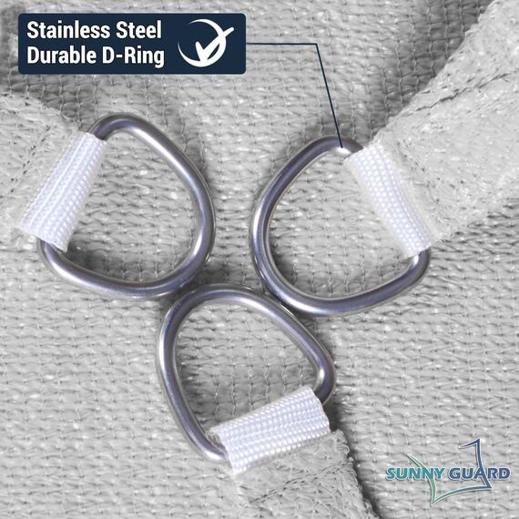 SUNNY GUARD Sonnensegel, dreieckig, 4,8 x 4,8 x 7 m, UV-Schutz, Sonnenschutz, für Hinterhof, Terrasse, Garten, Outdoor-Aktivitäten und Einrichtungen, hellgrau (wir stellen individuelle Größen her)