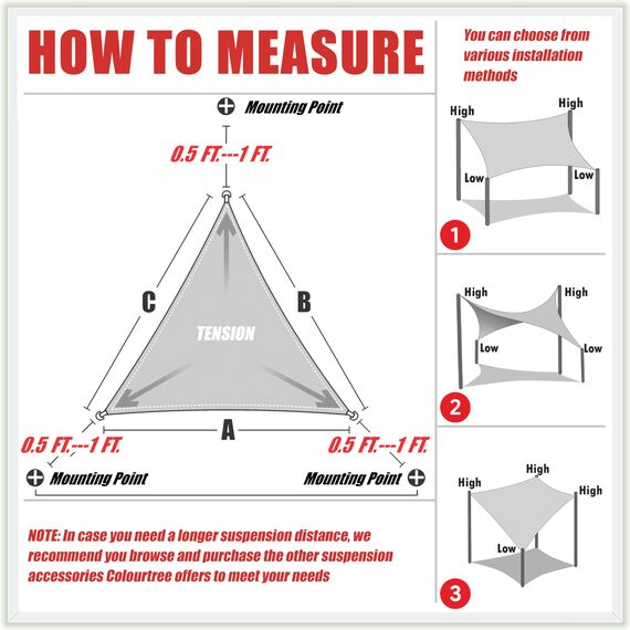 ColourTree 22' x 22' x 22' Turquoise Triangle Sun Shade Sail Canopy Awning Fabric Cloth Screen - UV Block UV Resistant Heavy Duty Commercial Grade - Outdoor Patio Carport - (We Make Custom Size)