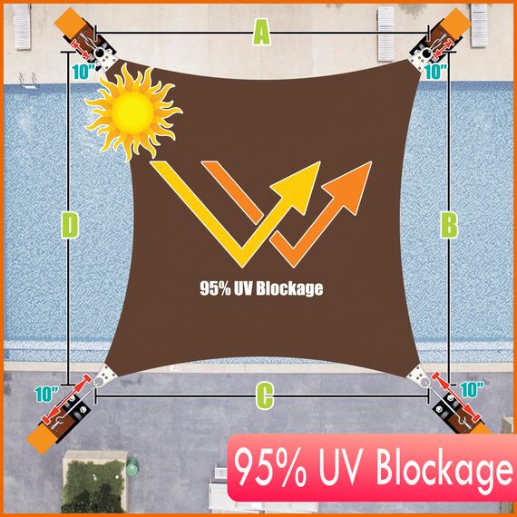 Colourtree CTAWRN Sonnensegel für Terrasse, 260 g/m², handelsüblicher Standard, strapazierfähig, Braun