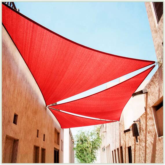 ColourTree Sonnensegel, dreieckig, Stoff, wasserdurchlässig und UV-beständig, strapazierfähig, für Carport, Terrasse, Außenbereich, 56 x 56 cm, Rot