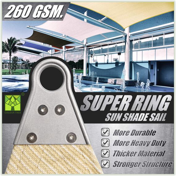 Colourtree CTAWRN Sonnensegel für Terrasse, 260 g/m², handelsüblicher Standard, strapazierfähig, Braun