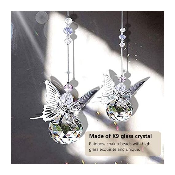 H&D HYALINE & DORA 30 mm Kristallkugel Prisma Regenbogen Maker hängender Sonnenfänger Fenster Schmetterling Dekoration Geschenk