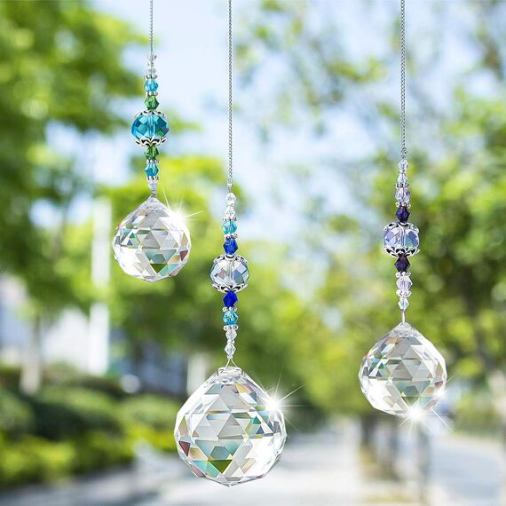 H&D HYALINE & DORA kristall Prismenkugel Regenbogen Maker Glas Fenster Sonnenfänger, 3 Stück