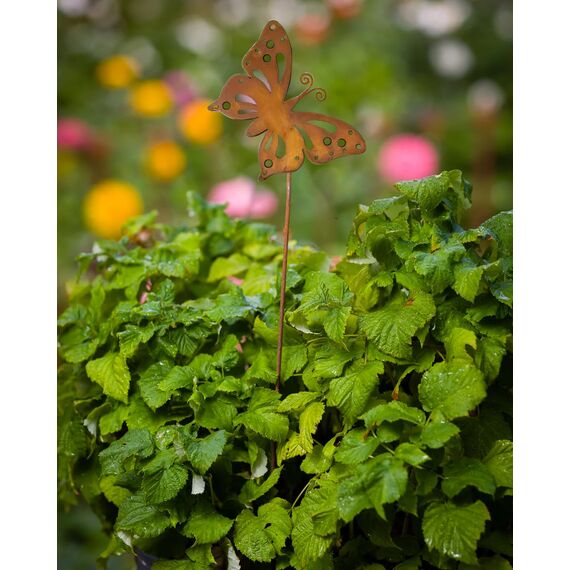 ALEMIN 2er Rost Schmetterling Gartenstecker, Metall Rostiger Schmetterling gartendeko rost für draußen, rostdeko gartendeko Deko für Garten Terrasse Balkon
