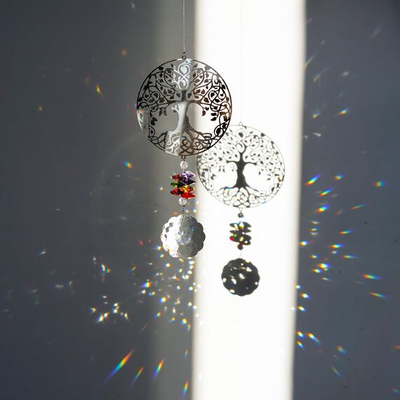 H&D HYALINE & DORA Kristall Regenbogen Sonnenfänger hängen Metall Baum des Lebens Anhänger
