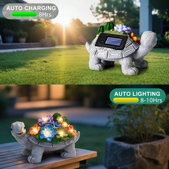 Linkax Solar Schildkröte Gartendeko für Draußen: Muttertagsgeschenke Ostergeschenke Erwachsene, Geburtstagsgeschenk für Frauen, Mama/Oma Geschenk, Frühlingsdeko mit 7 LED Licht Balkon Home Decoration