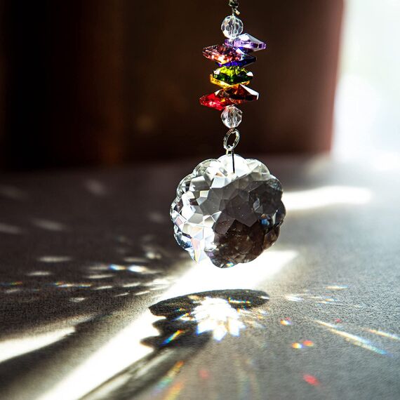 H&D HYALINE & DORA Kristall Regenbogen Sonnenfänger Glasbaum Leben Ornamente, Hängende Chakra Perlen Anhänger für Fenster