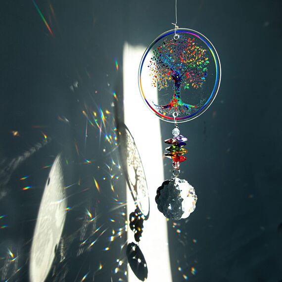 H&D HYALINE & DORA Kristall Regenbogen Sonnenfänger Glasbaum Leben Ornamente, Hängende Chakra Perlen Anhänger für Fenster