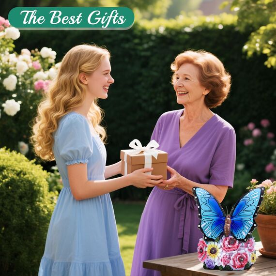 Linkax Solar Gartenfiguren Schmetterling Gartendeko für Draußen: Ostergeschenke Erwachsene, Geburtstagsgeschenk für Frauen, Mama/Oma Geschenk, Frühlingsdeko mit 7 LED Licht Home Balkon Deko