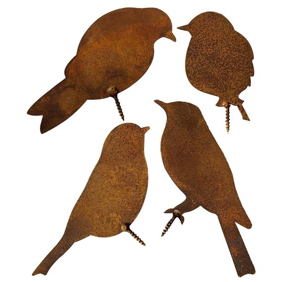 ALEMIN Rost Vogel Gartendeko für Draußen Herbstdeko Outdoor, Garten Deko Rost Metall Vögel Gartenstecker mit Schraube