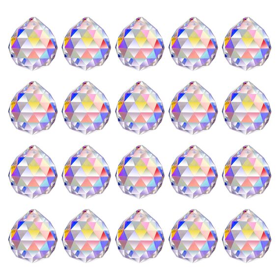 MerryNine 30mm 20pack Kristallkugel Prisma Sonnenscheinfänger Regenbogen Anhänger Maker, hängende Kristalle Prismen für Fenster, für Feng Shui, für Geschenk (AB Farbe)