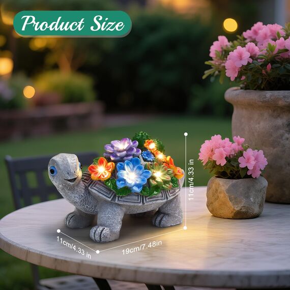 Linkax Solar Schildkröte Gartendeko für Draußen: Muttertagsgeschenke Ostergeschenke Erwachsene, Geburtstagsgeschenk für Frauen, Mama/Oma Geschenk, Frühlingsdeko mit 7 LED Licht Balkon Home Decoration