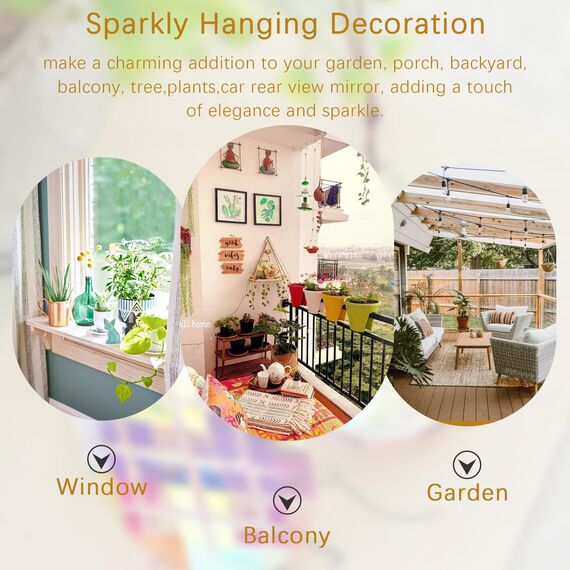 HDCRYSTALGIFTS Kristall-Sonnenfänger-Prismen, Anhänger für Fenster, Hängedekoration, 7,6 cm, AB-farbige Kristall-Sonnenfänger, Regenbogen-Maker, Lichtfänger für Zuhause, Innenbereich, Garten