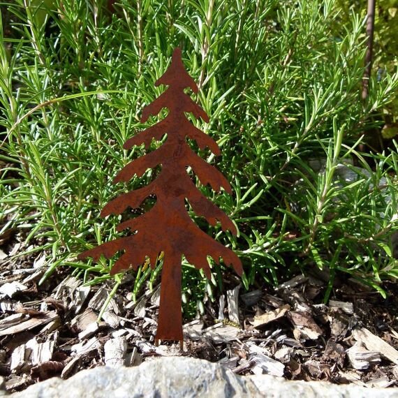 ALEMIN 2er Set Rost Tannenbaum Weihnachtsdeko Metall Rost Gartendeko