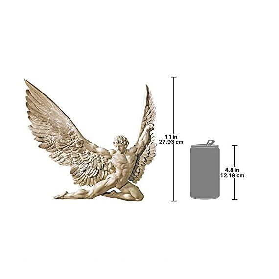 Design Toscano Wandskulptur in Form des Ikarus, für Garten, Maße: 4 x 28 x 28 cm
