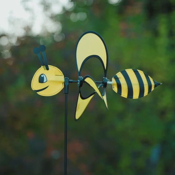 CIM Windspiel - Little Magic Bee - wetterfest - Windrad: Ø28cm, Motiv: 35x13cm, Gesamthöhe: 85cm - inkl. Fiberglasstab