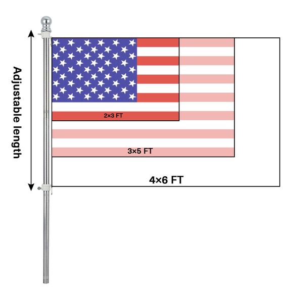 TALITARE Fahnenmast aus Aluminium Silber mit Fahnenmasthalter aus Edelstahl, Edelstahl 180 cm Fahnenstange kit mit Halterung mit Drehbaren Ringen/Weiße Basis