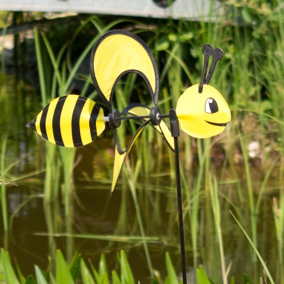 CIM Windspiel - Little Magic Bee - wetterfest - Windrad: Ø28cm, Motiv: 35x13cm, Gesamthöhe: 85cm - inkl. Fiberglasstab