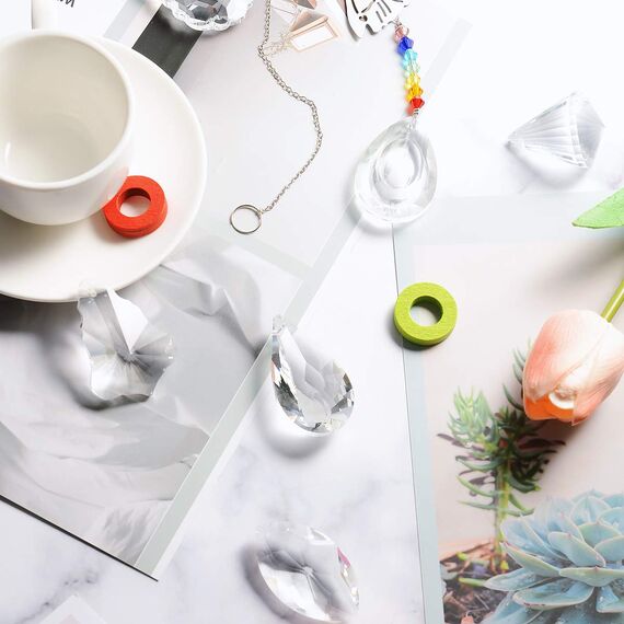 Herefun Kristall Sonnenfänger, 15er Pack Feng Shui Kronleuchter Glas Prisma Anhänger Lampen, Als Dekoration