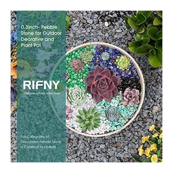 Kieselsteine, RIFNY Dekosteine Achat Kies Deko für Garten Blumentopf Pflanzen Sukkulenten Kaktus, Aquarium Kies Steine (680g, Grün)