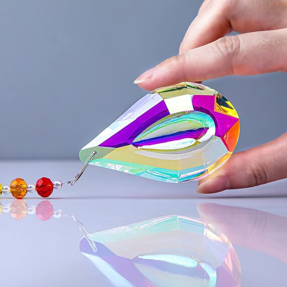 H&D Hyaline & Dora Regenbogen Sonnenfänger Glas Anhänger Kristall in Tropfenform Prismen 76 mm