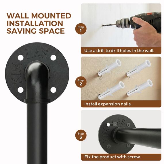 Bamworld Hängende Pflanzgefäße für Zimmerpflanzen, Pflanzenhalter für Fenster, Decke, schwebend, Schwarze Metallstange für Zuhause, Garten, Wanddekoration für Wohnzimmer, Küche, Schlafzimmer