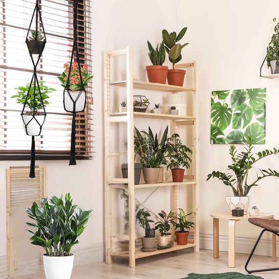 flintronic 4er Set Makramee Blumenampel, Boho Deko Baumwollseil Hängeampel Hängetopf für Pflanzen mit 4Pc S Metallhaken für Innen, Garten, Wohnzimmer, Außen, Balkon, Fenster, Balkone Wanddekoration