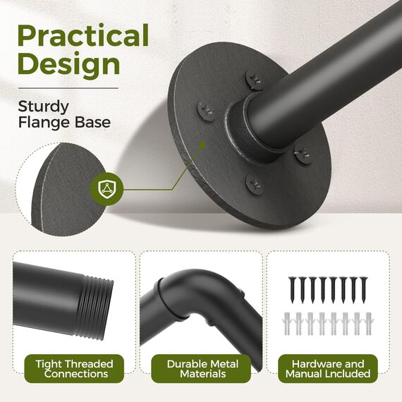 Bamworld 2er-Pack Hängepflanzgefäß für Zimmerpflanzen, Hängepflanzenhalter, Pflanzenaufhänger, Innendecke, Fenster, Pflanzenregale, Wandhalterung, Schwarze Metallstange